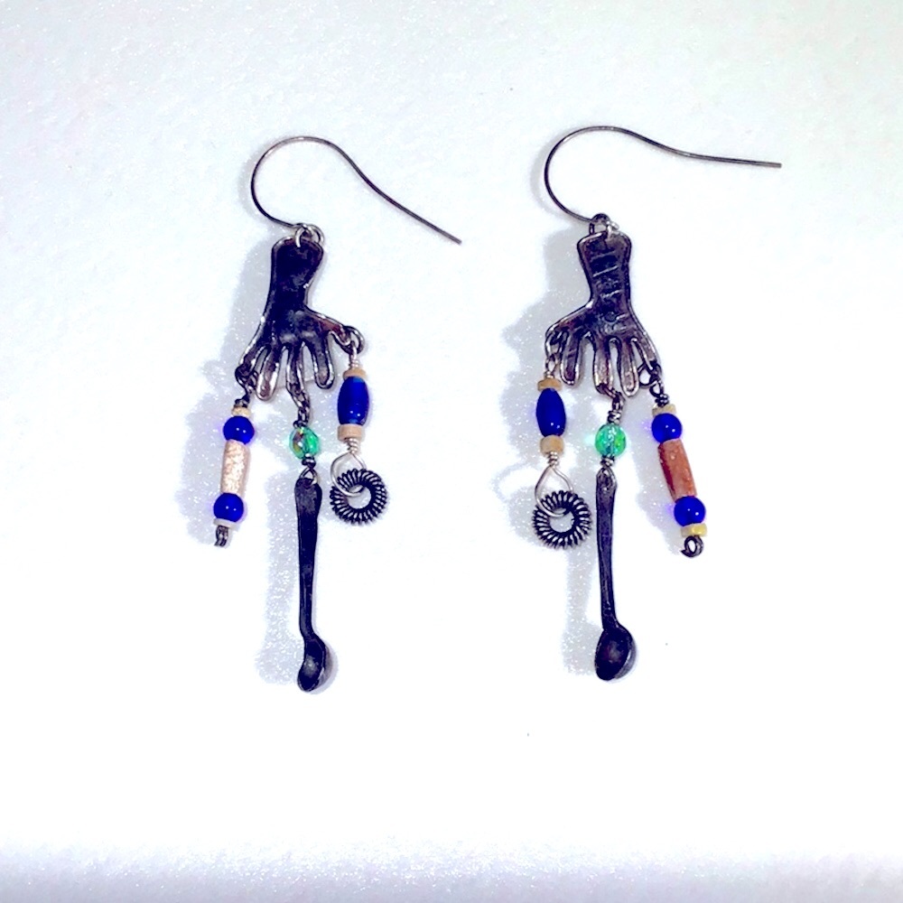 Handcrafted Spoon and Bead Earrings